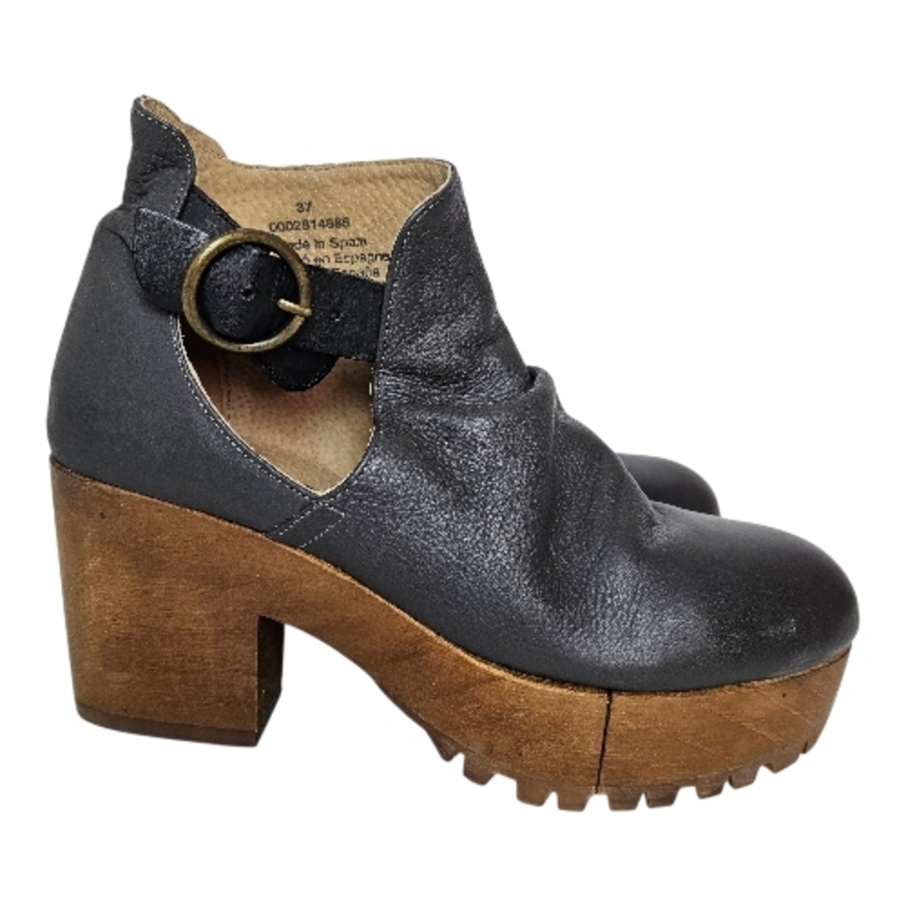 Free People Suri Clog Leather With Chunky Wooden Platform Made In Spain 37 - Picture 3 of 12